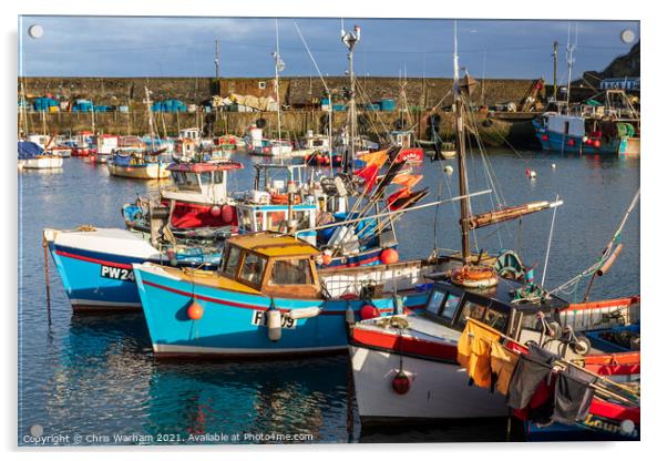 Fishing boats in Mevagissey Harbour Acrylic by Chris Warham