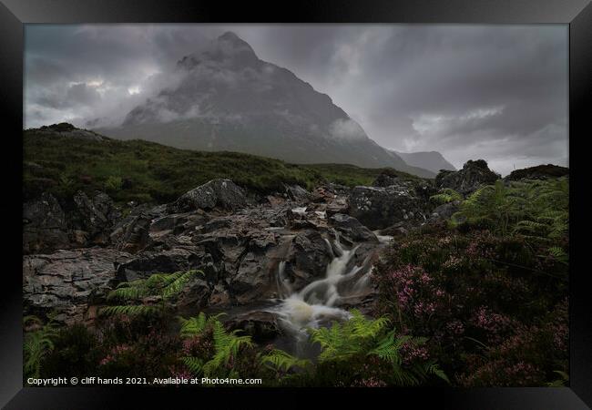Glencoe, Highlands, Scotland in full moody conditions Framed Print by Scotland's Scenery