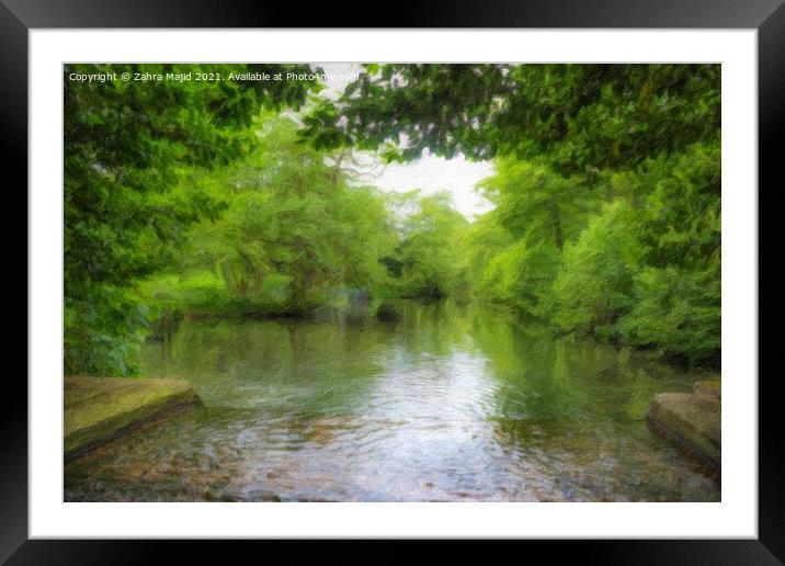 Green Reflections Framed Mounted Print by Zahra Majid
