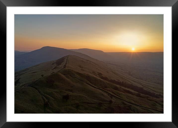 Great Ridge Sunset Derbyshire Peak District  Framed Mounted Print by Darren Galpin