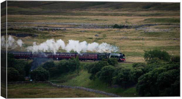 Flying Scotsman approaches Ribblehead Canvas Print by Liam Neon
