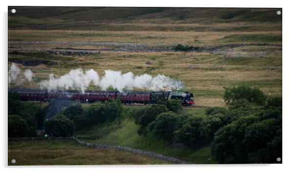 Flying Scotsman approaches Ribblehead Acrylic by Liam Neon