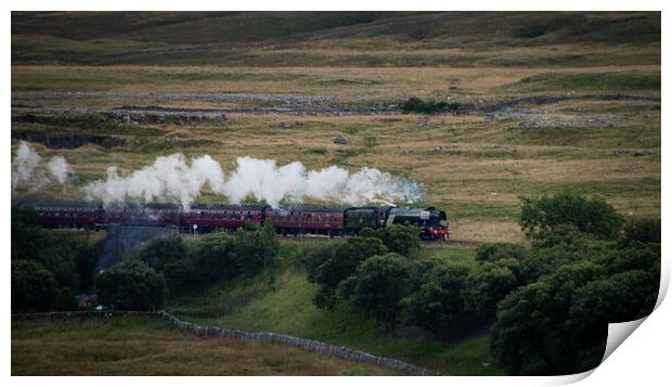 Flying Scotsman approaches Ribblehead Print by Liam Neon