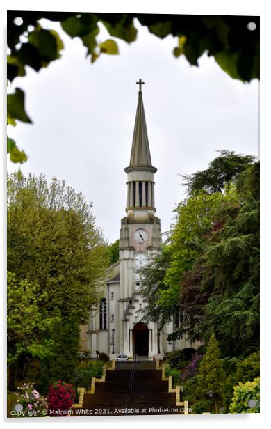 Church of Sacré Coeur  61140 BAGNOLES DE L'ORNE  Acrylic by Malcolm White