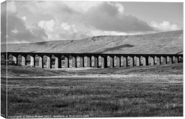 Ribblehead Viaduct Black and White Canvas Print by Diana Mower