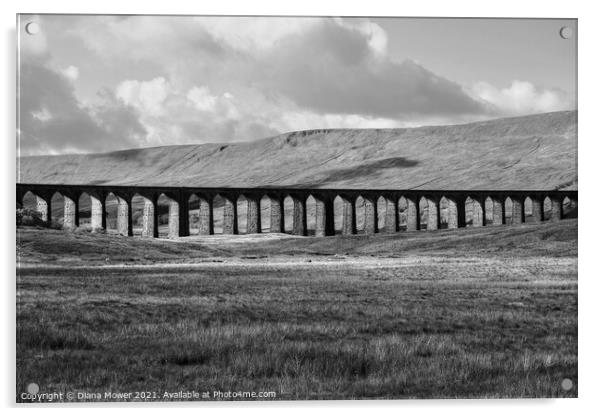 Ribblehead Viaduct Black and White Acrylic by Diana Mower