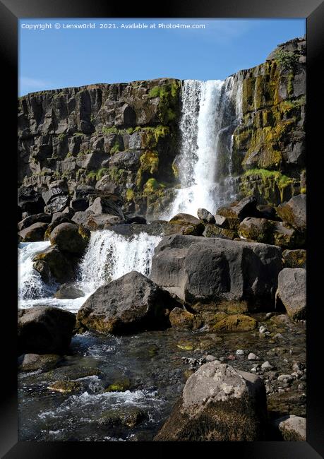 The beautiful waterfall Öxaráfoss in Iceland Framed Print by Lensw0rld 