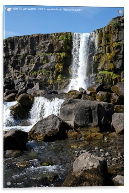 The beautiful waterfall Öxaráfoss in Iceland Acrylic by Lensw0rld 