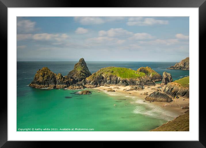 Kynance Cove  Cornwall, cliffs Framed Mounted Print by kathy white