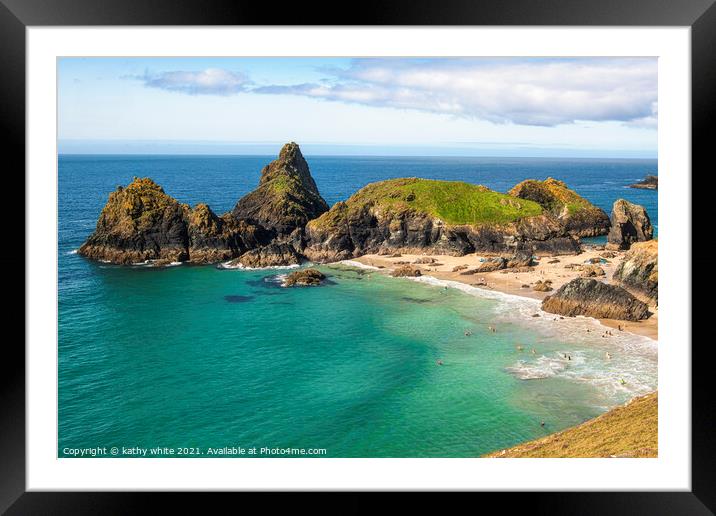 Kynance Cove  Cornwall,  Framed Mounted Print by kathy white