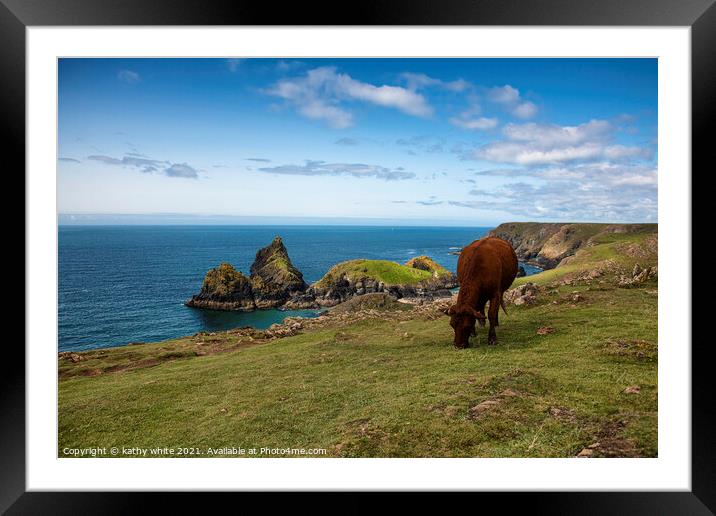 Breathtaking Serenity at Kynance Cove Framed Mounted Print by kathy white