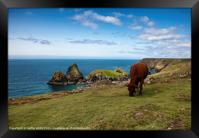 Breathtaking Serenity at Kynance Cove Framed Print by kathy white