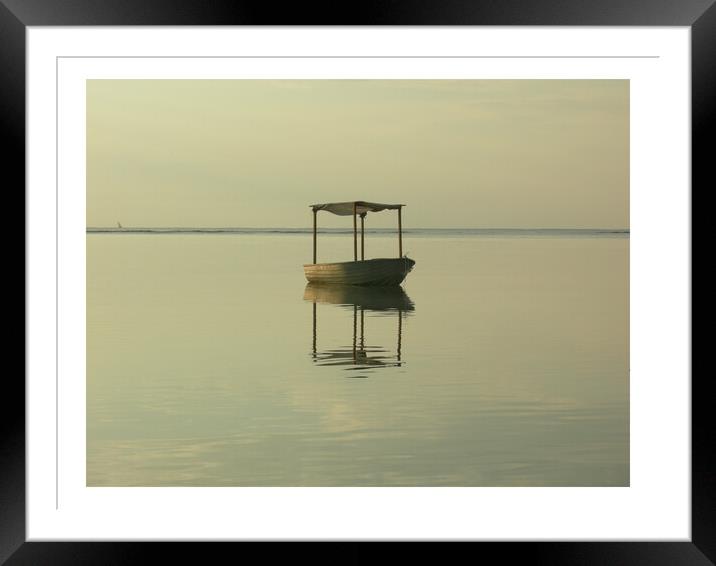 Boat in calm sea waters Framed Mounted Print by Mehmood Neky