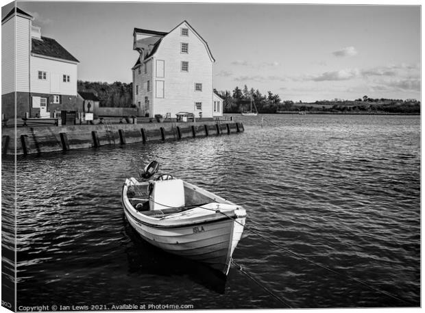 Woodbridge Tide Mill and a Boat Canvas Print by Ian Lewis