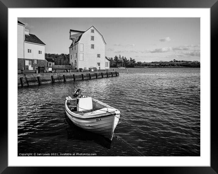Woodbridge Tide Mill and a Boat Framed Mounted Print by Ian Lewis