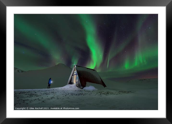 Dramatic northern lights Iceland Framed Mounted Print by Giles Rocholl