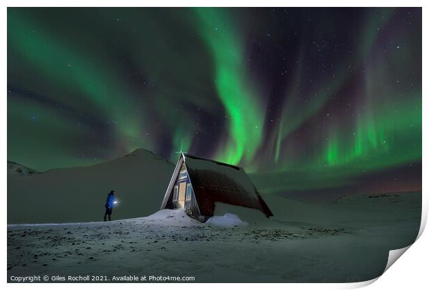 Dramatic northern lights Iceland Print by Giles Rocholl