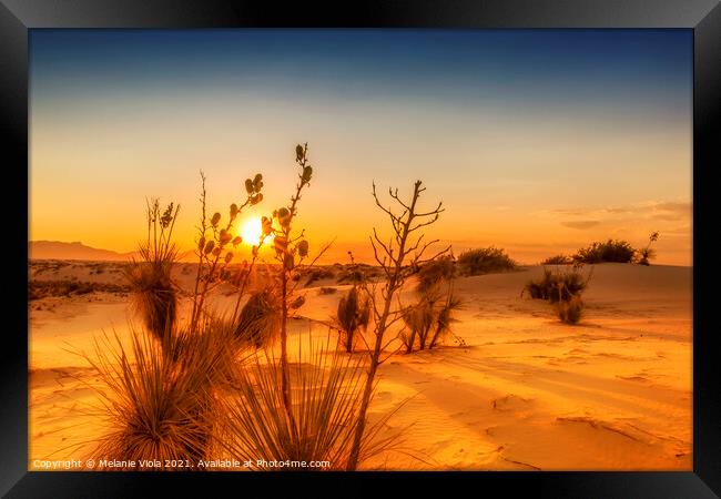 White Sands National Monument Sunset Framed Print by Melanie Viola