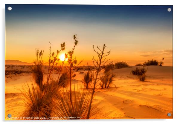 White Sands National Monument Sunset Acrylic by Melanie Viola