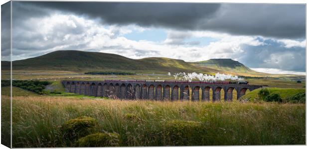 The Flying Scotsman over the Ribblehead Viaduct Canvas Print by Liam Neon