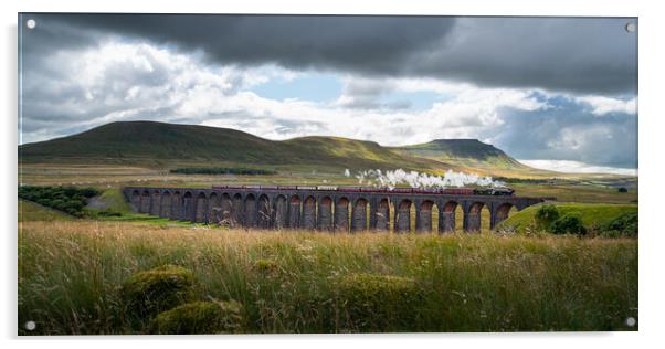 The Flying Scotsman over the Ribblehead Viaduct Acrylic by Liam Neon