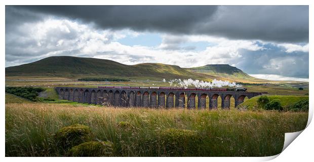 The Flying Scotsman over the Ribblehead Viaduct Print by Liam Neon