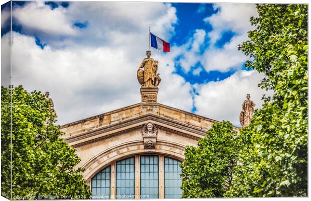 Gare du Nord North Train Station Flag Paris France Canvas Print by William Perry