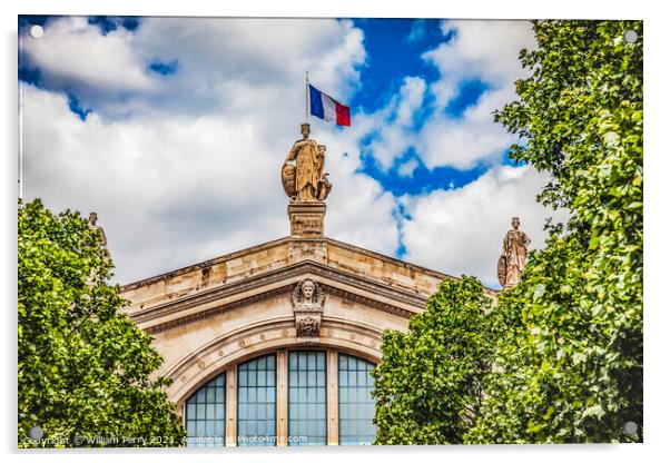 Gare du Nord North Train Station Flag Paris France Acrylic by William Perry