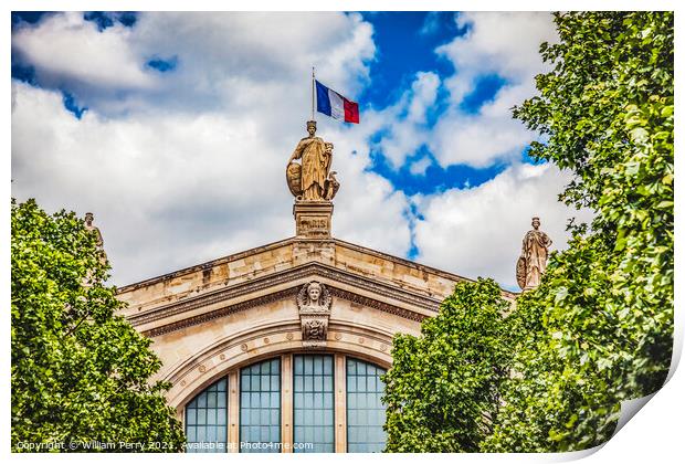 Gare du Nord North Train Station Flag Paris France Print by William Perry