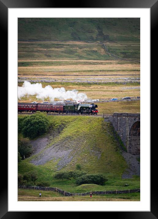 Ribblehead Viaduct, Flying Scotsman Framed Mounted Print by Liam Neon