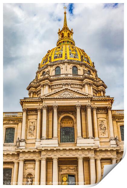 Golden Dome Church Les Invalides Paris France Print by William Perry