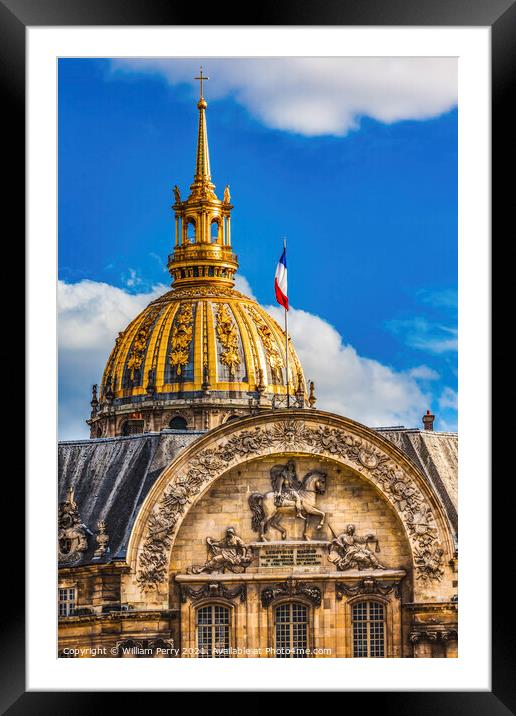 North Portal Golden Dome Church Les Invalides Paris France Framed Mounted Print by William Perry