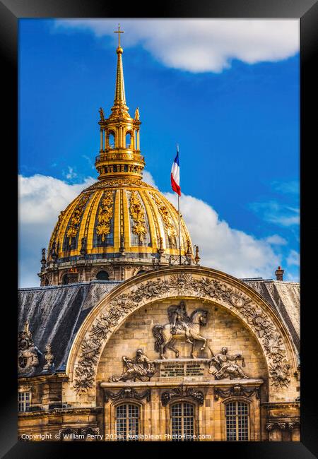 North Portal Golden Dome Church Les Invalides Paris France Framed Print by William Perry