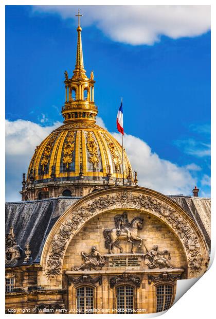 North Portal Golden Dome Church Les Invalides Paris France Print by William Perry