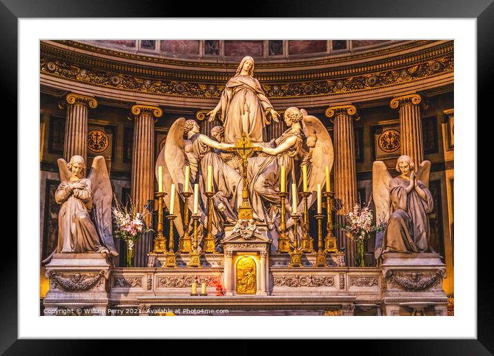 Altar Mary Angels Statues La Madeleine Church Paris France Framed Mounted Print by William Perry