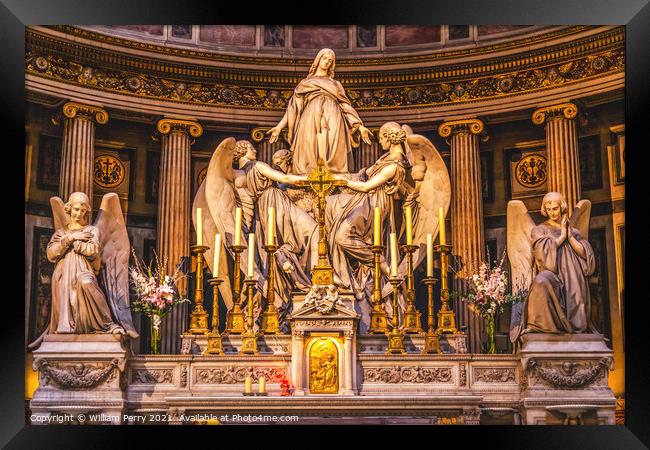 Altar Mary Angels Statues La Madeleine Church Paris France Framed Print by William Perry