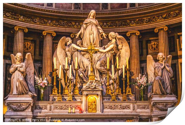 Altar Mary Angels Statues La Madeleine Church Paris France Print by William Perry