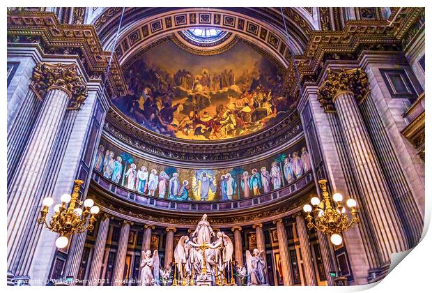 Altar Dome Mary Angels Statues La Madeleine Church Paris France Print by William Perry