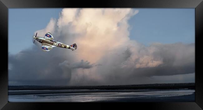 WW2 Spitfire Low Pass over The Bay of Mont Saint M Framed Print by Malcolm White