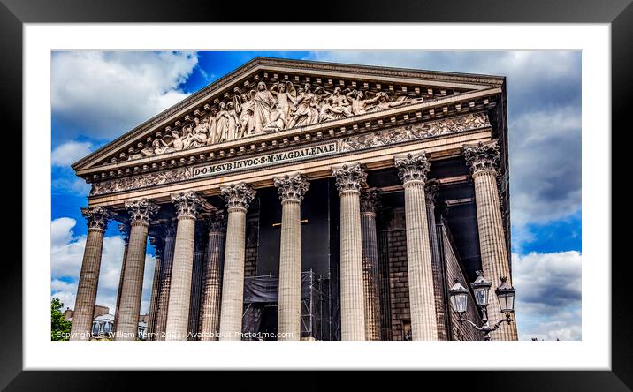 Outside La Madeleine Church Paris France Framed Mounted Print by William Perry