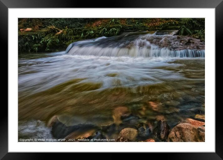 Exmore Waterfall Framed Mounted Print by Philip Hodges aFIAP ,
