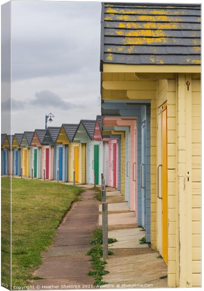 Beach Huts at Mablethorpe Canvas Print by Heather Sheldrick