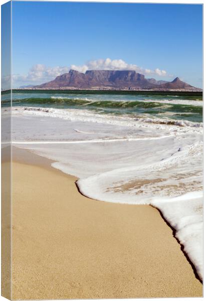 Cape Town and Table Mountain From Bloubergstrand Canvas Print by Neil Overy