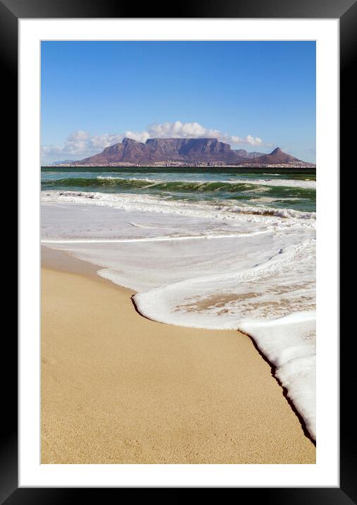 Cape Town and Table Mountain From Bloubergstrand Framed Mounted Print by Neil Overy