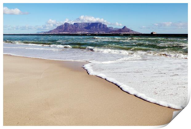 Table Mountain and Cape Town from Bloubergstrand over Table Bay Print by Neil Overy
