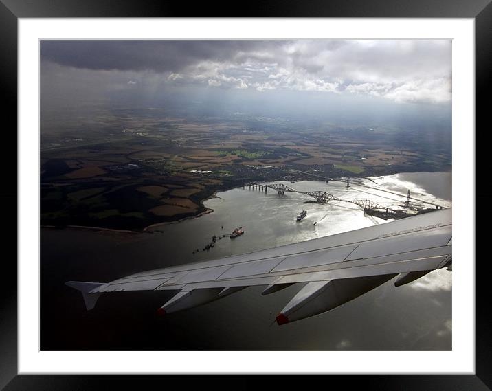 Forth bridges from the air Framed Mounted Print by Tony Bates