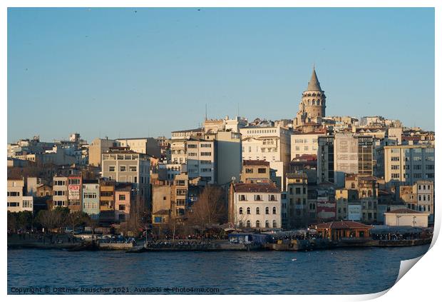 Cityscape of Istanbul with Galata Tower Print by Dietmar Rauscher
