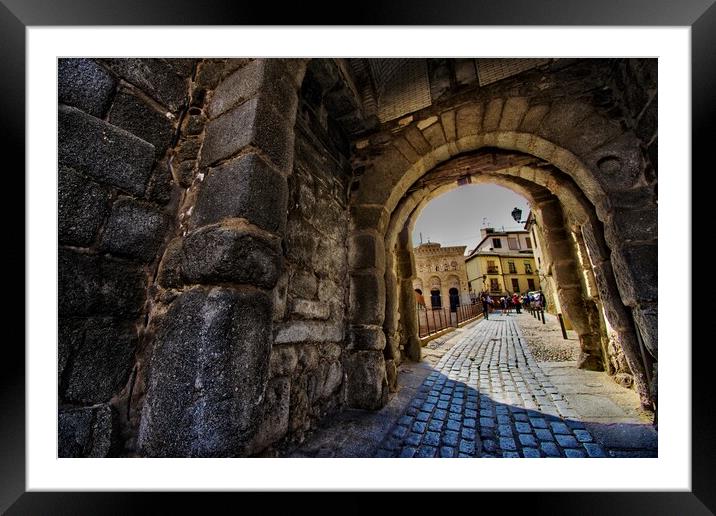 One of the many stone gates of Toledo Framed Mounted Print by Jose Manuel Espigares Garc