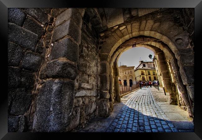 One of the many stone gates of Toledo Framed Print by Jose Manuel Espigares Garc