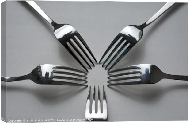 5 metal forks Canvas Print by Stan Lihai